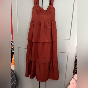 WeWoreWhat Rust Tiered Maxi Dress